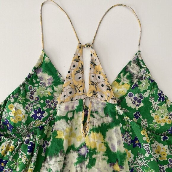 Vintage Rebecca Taylor Y2K Fairy Silk Tank Top Cami Kelly Green Yellow Boho 2 - Picture 7 of 12